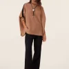 Kujten Capes & Ponchos>Cashmere Turtleneck Poncho Smok Stripe, 10-Threads Camelo