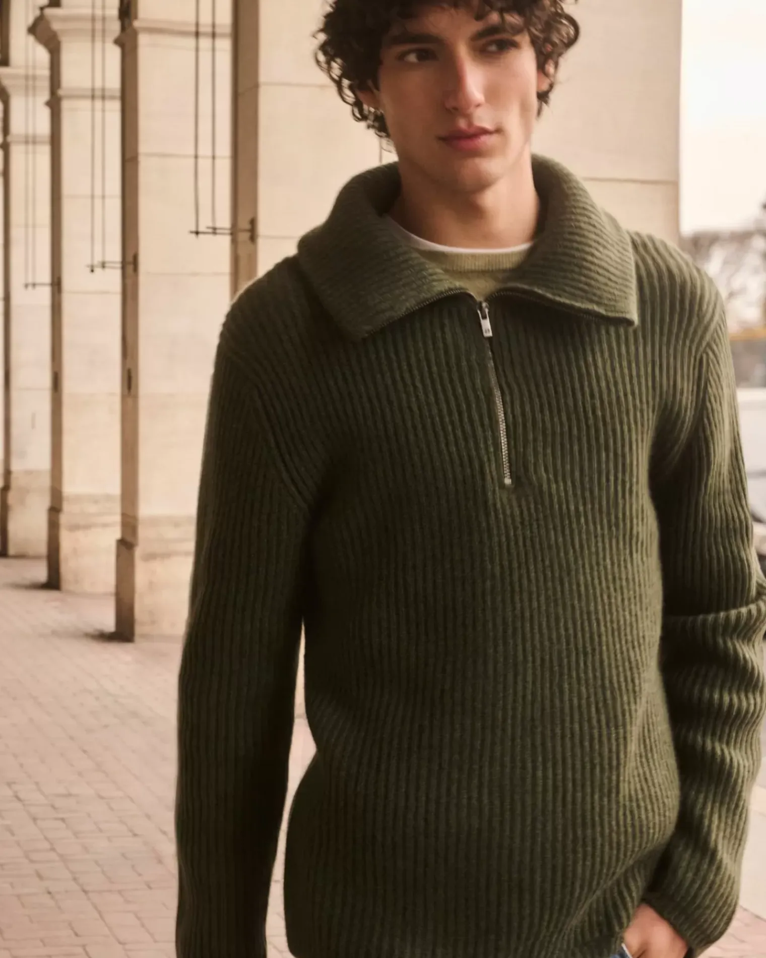 Kujten Sweaters & Sweatshirts>Cashmere Turtleneck Sweater Kaki Fonce