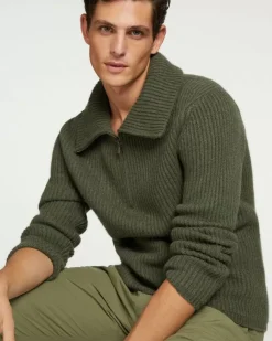 Kujten Sweaters & Sweatshirts>Cashmere Turtleneck Sweater Kaki Fonce