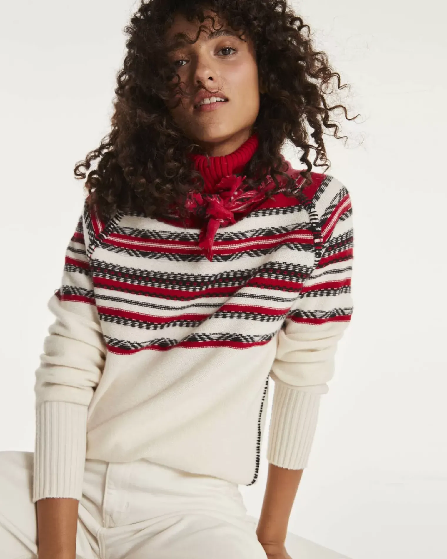 Kujten Sweaters & Sweatshirts>Cashmere Turtleneck Sweater Women Blanc