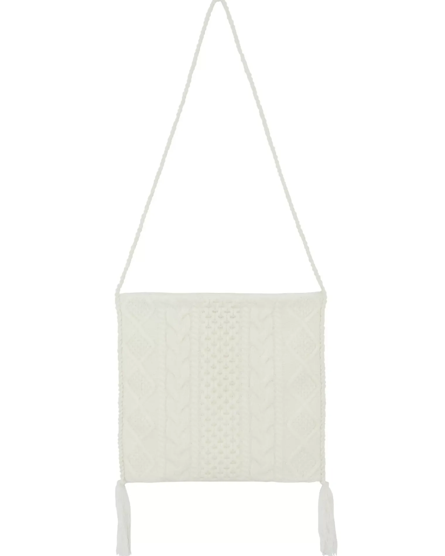 Kujten Bags>Cashmere Twisted Bag With Pompoms Blanc