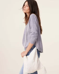 Kujten Bags>Cashmere Twisted Bag With Pompoms Blanc