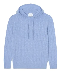 Kujten Hoodies>Cashmere Twisted Hoodie Bleu Jeans