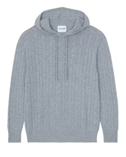 Kujten Hoodies>Cashmere Twisted Hoodie Gris Chine