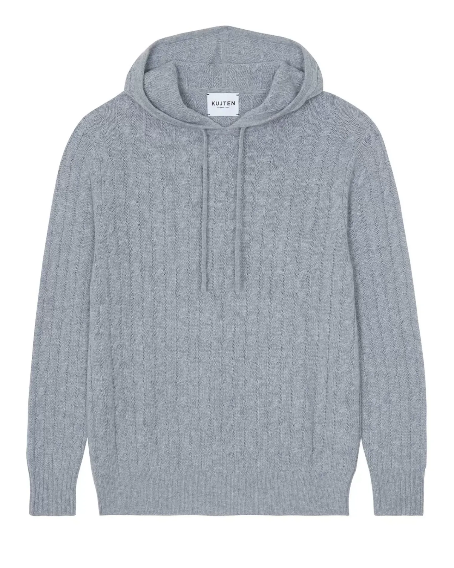 Kujten Hoodies>Cashmere Twisted Hoodie Gris Chine