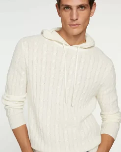 Kujten Hoodies>Cashmere Twisted Hoodie Blanc