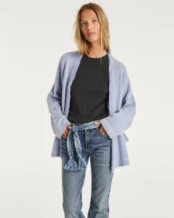 Kujten Jackets & Vests>Cashmere Vest With Fringed Edges Bleu Jeans
