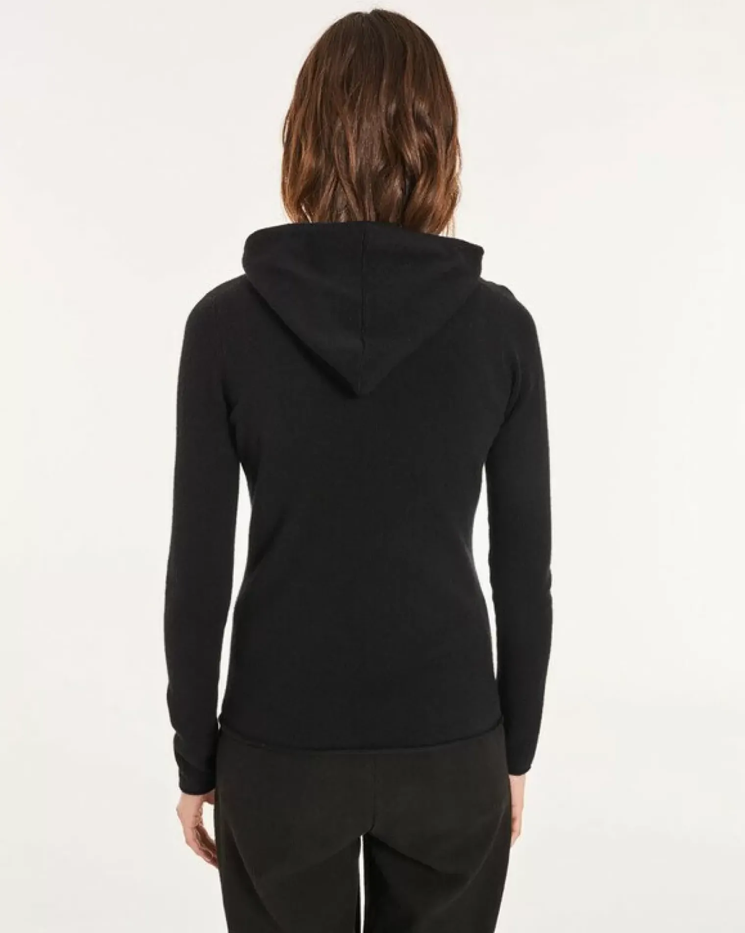 Kujten Hoodies>Cashmere Zipped Hooded Jacket, 2-Threads Noir
