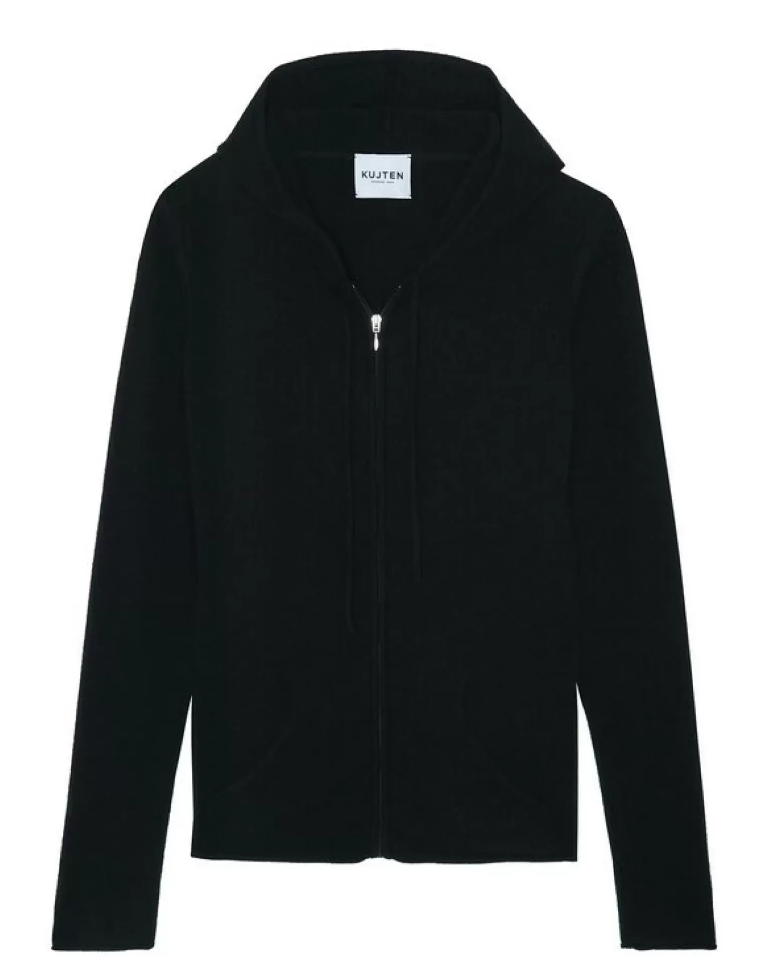 Kujten Hoodies>Cashmere Zipped Hooded Jacket, 2-Threads Noir