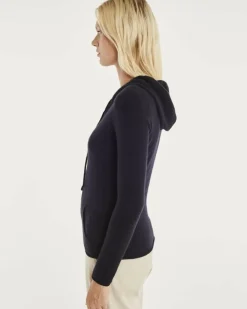 Kujten Hoodies>Cashmere Zipped Hooded Jacket Bleu Marine Fonce
