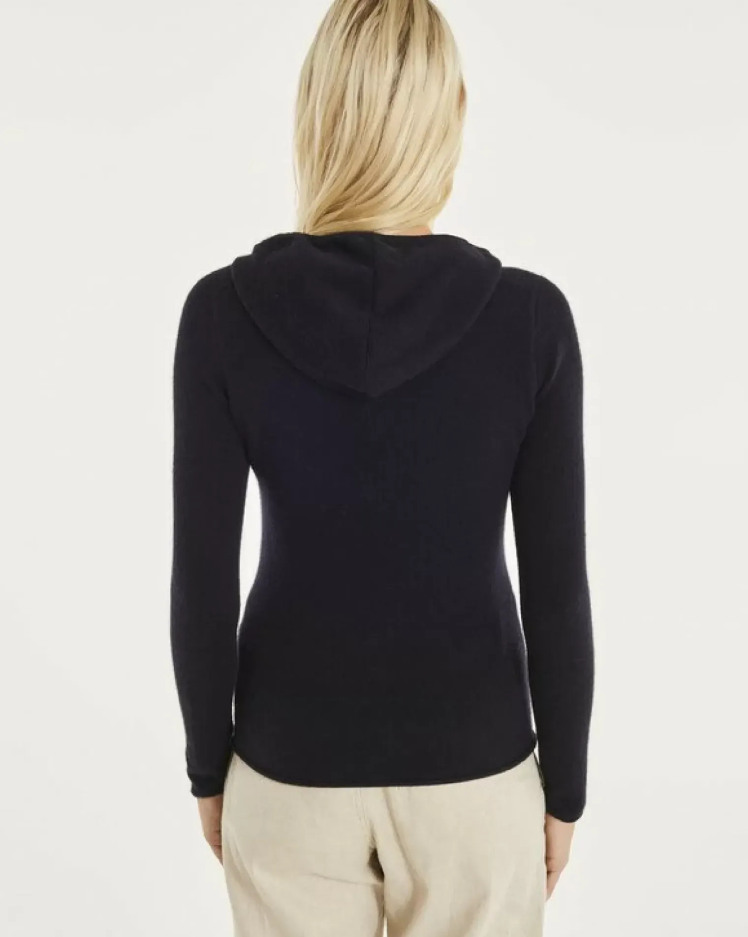 Kujten Hoodies>Cashmere Zipped Hooded Jacket Bleu Marine Fonce