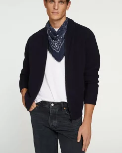 Kujten Coats>Cashmere Zipped Jacket, 2-Threads Bleu Marine Fonce