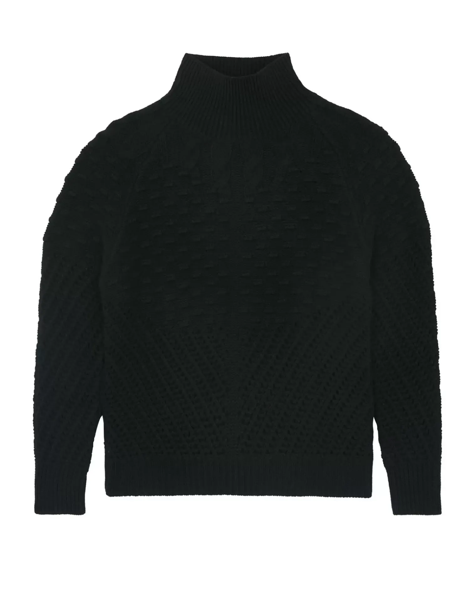 Kujten Sweaters & Sweatshirts>Chimney Neck Cashmere Sweater, 6-Threads Noir