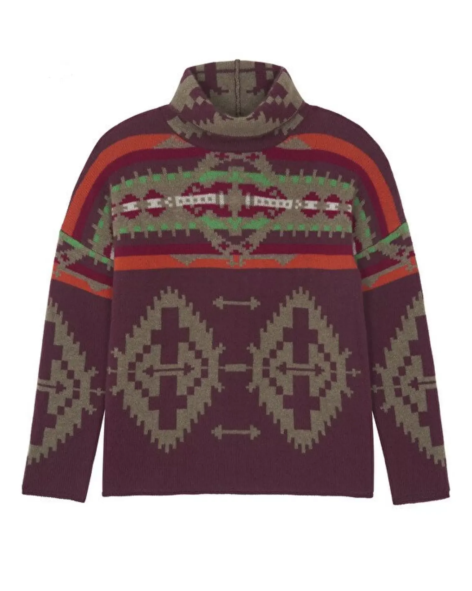 Kujten Sweaters & Sweatshirts>Chimney Neck Cashmere Sweater, 4-Threads Bordeaux