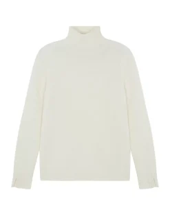 Kujten Sweaters & Sweatshirts>Chimney Neck Cashmere Sweater, 4-Threads Blanc