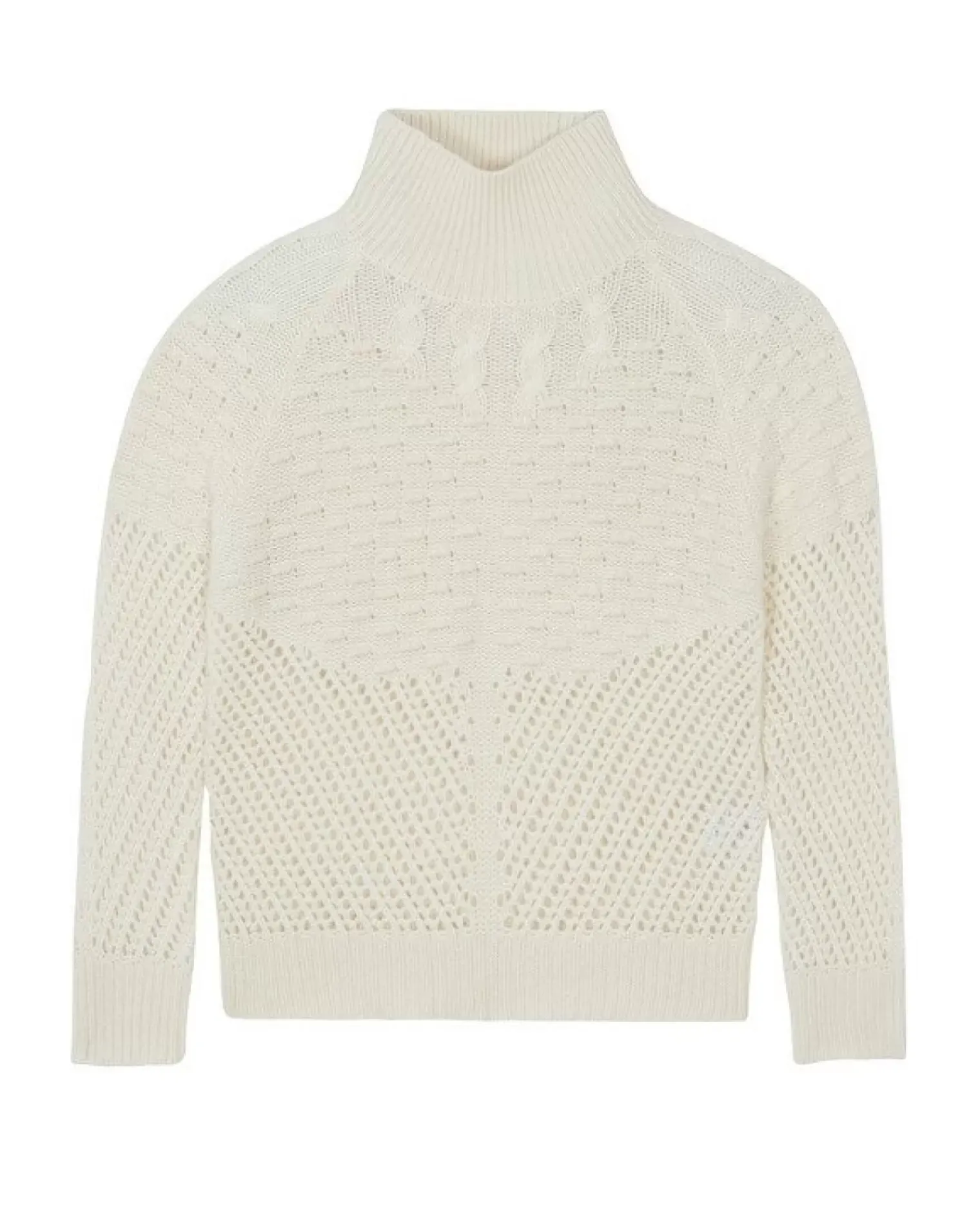 Kujten Sweaters & Sweatshirts>Chimney Neck Cashmere Sweater, 6-Threads Blanc
