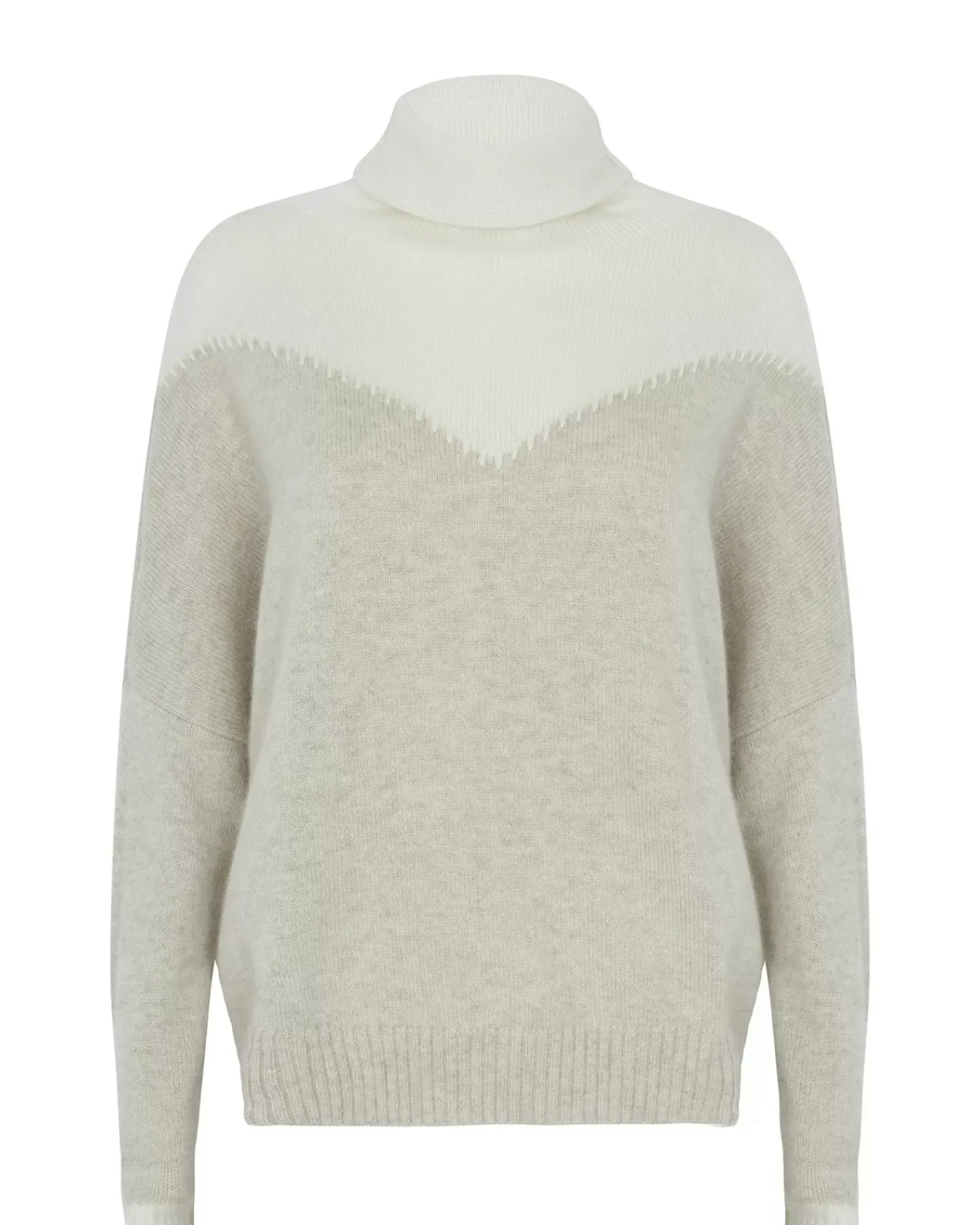 Kujten Sweaters & Sweatshirts>Chimney Neck Cashmere Sweater, 4-Threads Blanc