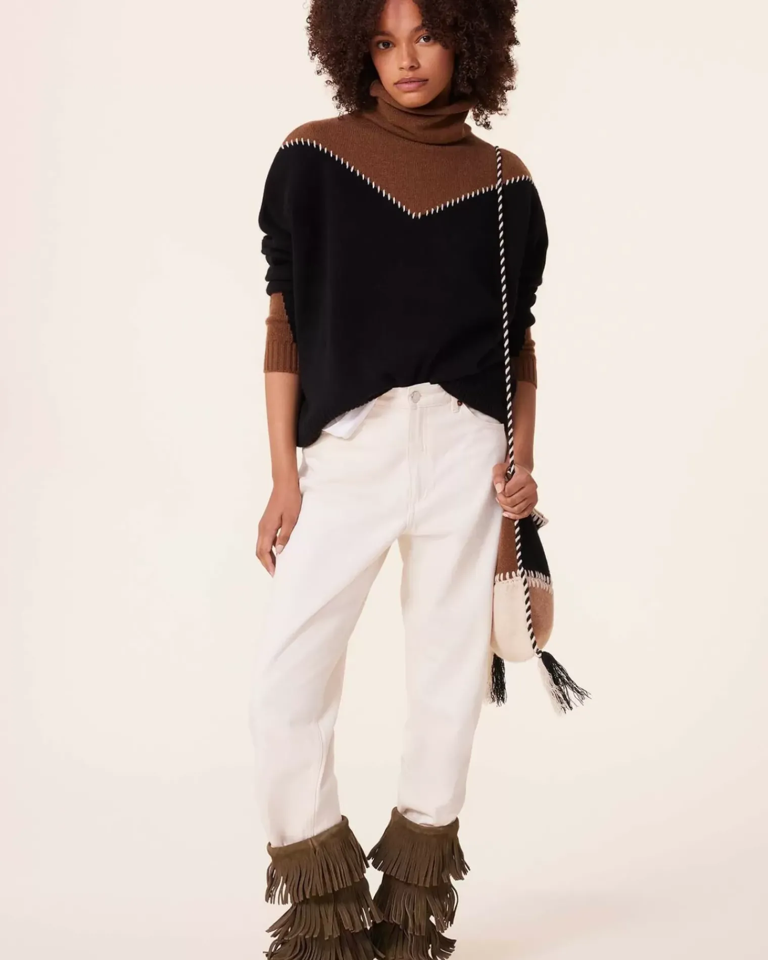 Kujten Sweaters & Sweatshirts>Chimney Neck Cashmere Sweater, 4-Threads Marron Epice