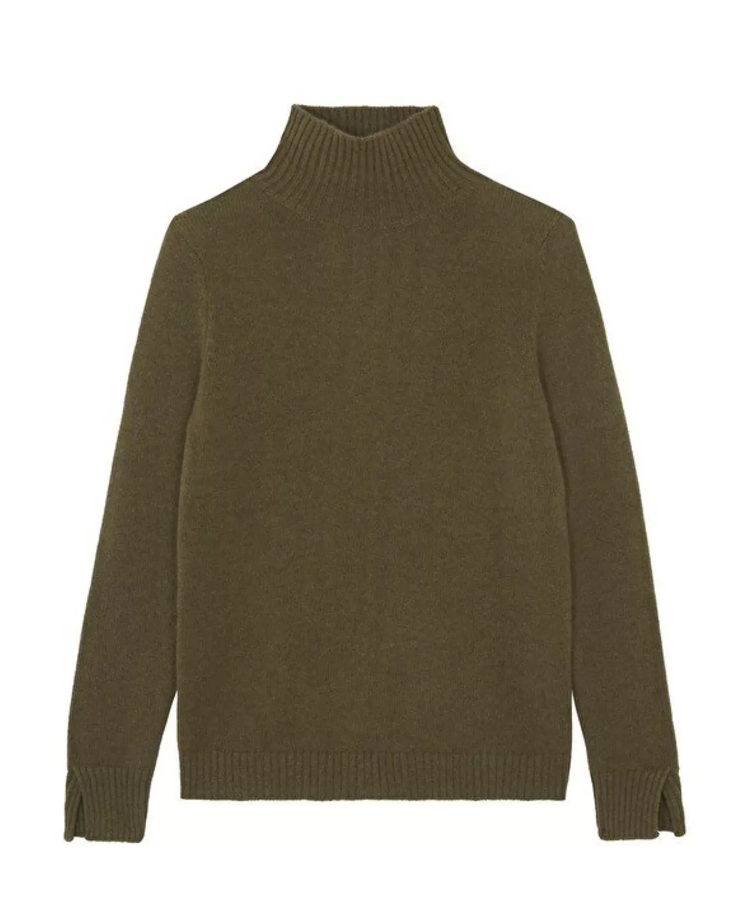 Kujten Sweaters & Sweatshirts>Chimney Neck Cashmere Sweater, 4-Threads Kaki Scout