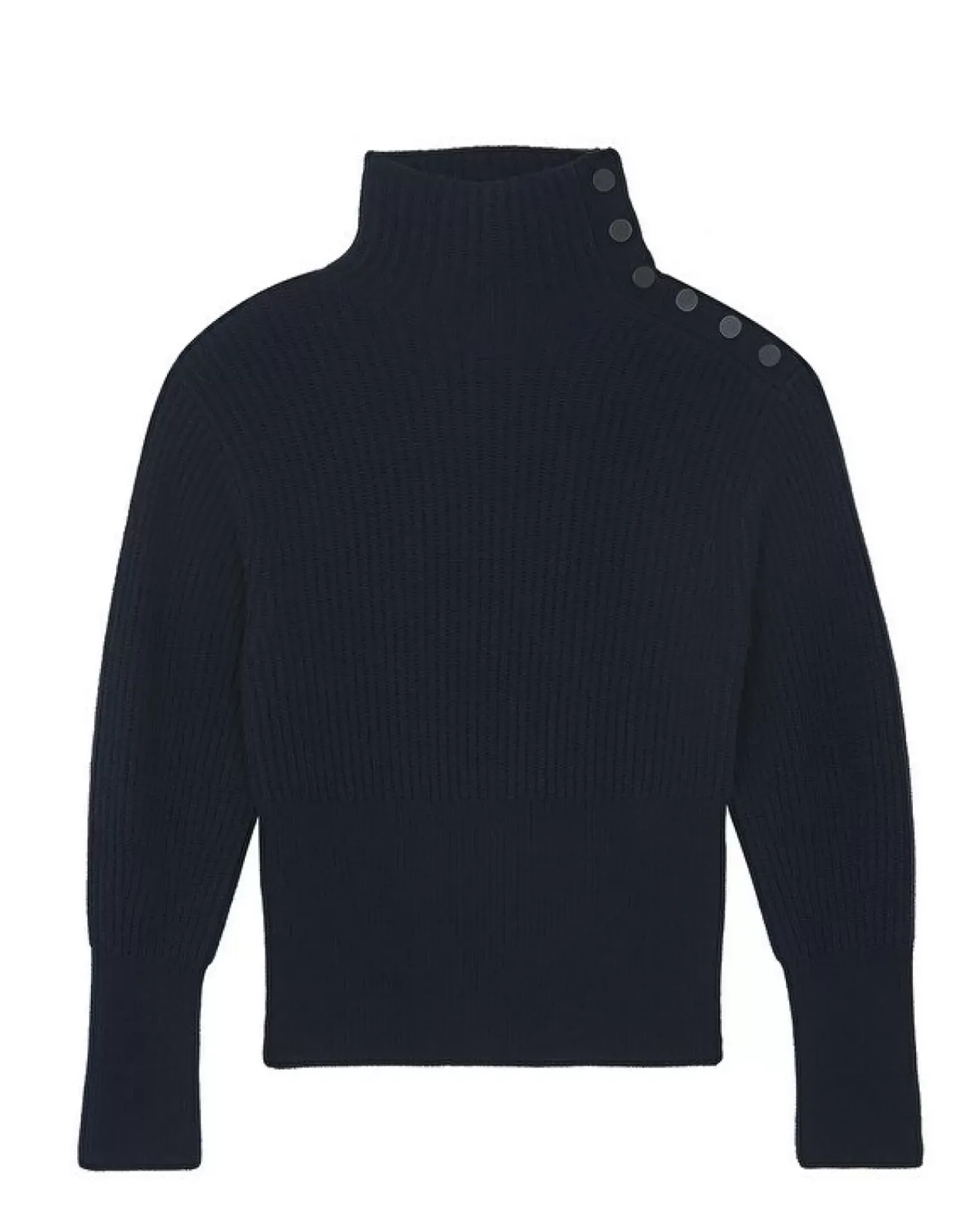 Kujten Sweaters & Sweatshirts>Chimney Neck Cashmere Sweater, 6-Threads Bleu Marine Fonce