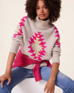 Kujten Sweaters & Sweatshirts>Chimney Neck Oversize Cashmere Sweater, 8-Threads Avoine