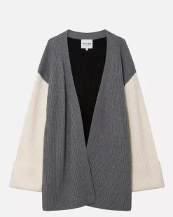 Kujten Jackets & Vests>Colorblock Cashmere Vest With Slits Gris Flanelle