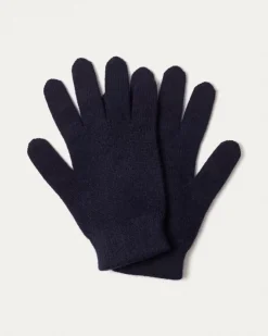 Kujten Gloves & Mittens>Colored Plain Cashmere Gloves, 8-Threads Bleu Marine Fonce