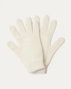 Kujten Gloves & Mittens>Colored Plain Cashmere Gloves, 8-Threads Blanc