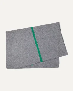 Kujten Scarves & Snoods>Contrast Band Cashmere Scarf Gris Chine