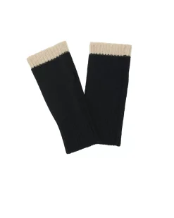 Kujten Gloves & Mittens>Contrast Edge Cashmere Mittens Noir