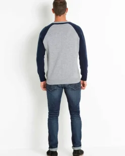Kujten Sweaters & Sweatshirts>Contrast Sleeves Cashmere Sweater Gris Chine