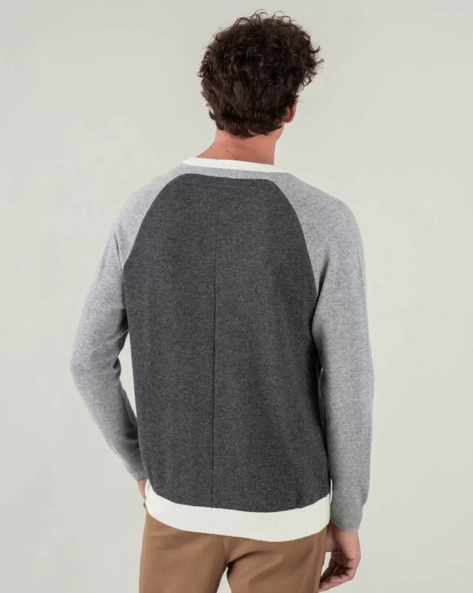 Kujten Sweaters & Sweatshirts>Contrast Sleeves Cashmere Sweater Gris Chine