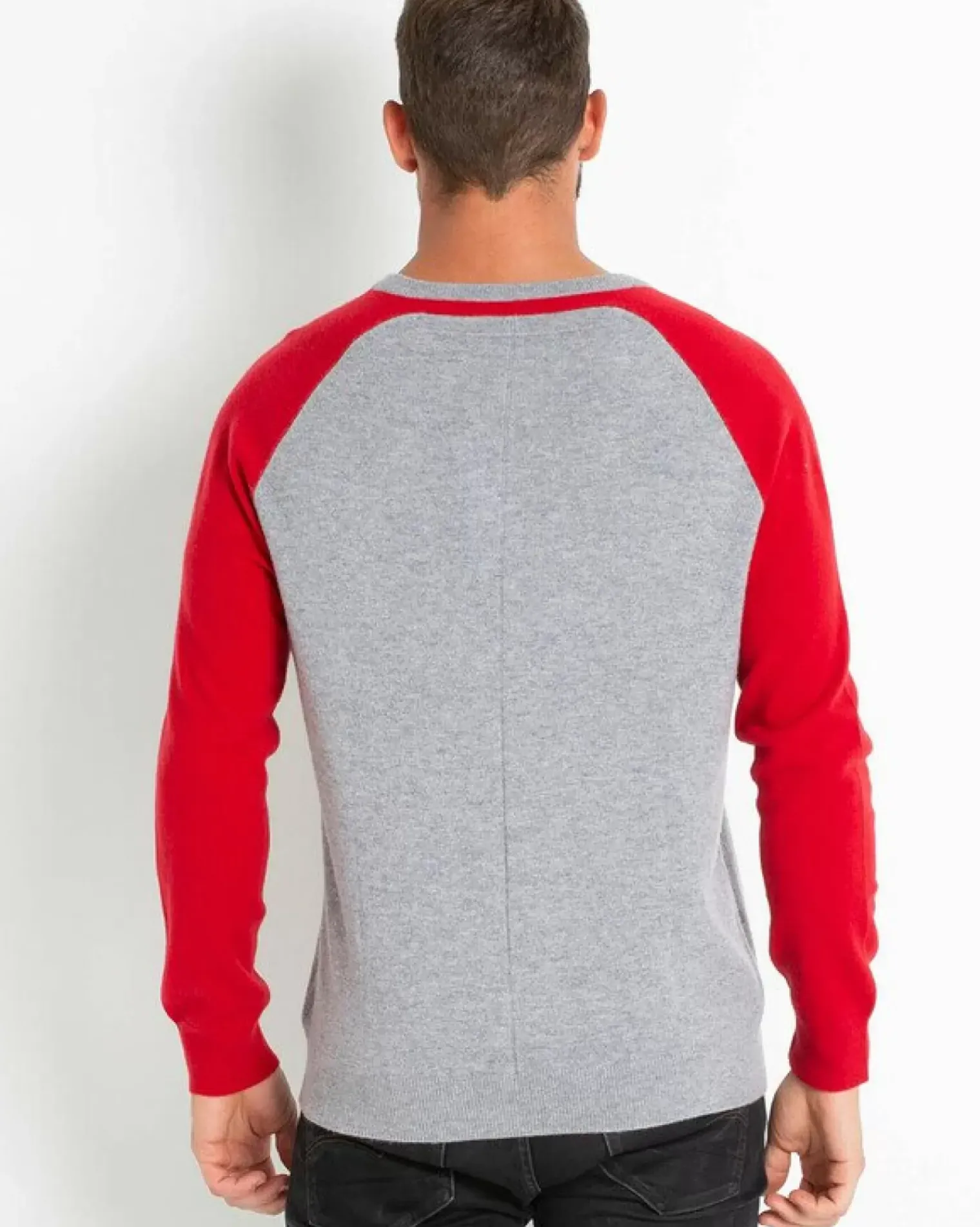 Kujten Sweaters & Sweatshirts>Contrast Sleeves Cashmere Sweater Gris Chine