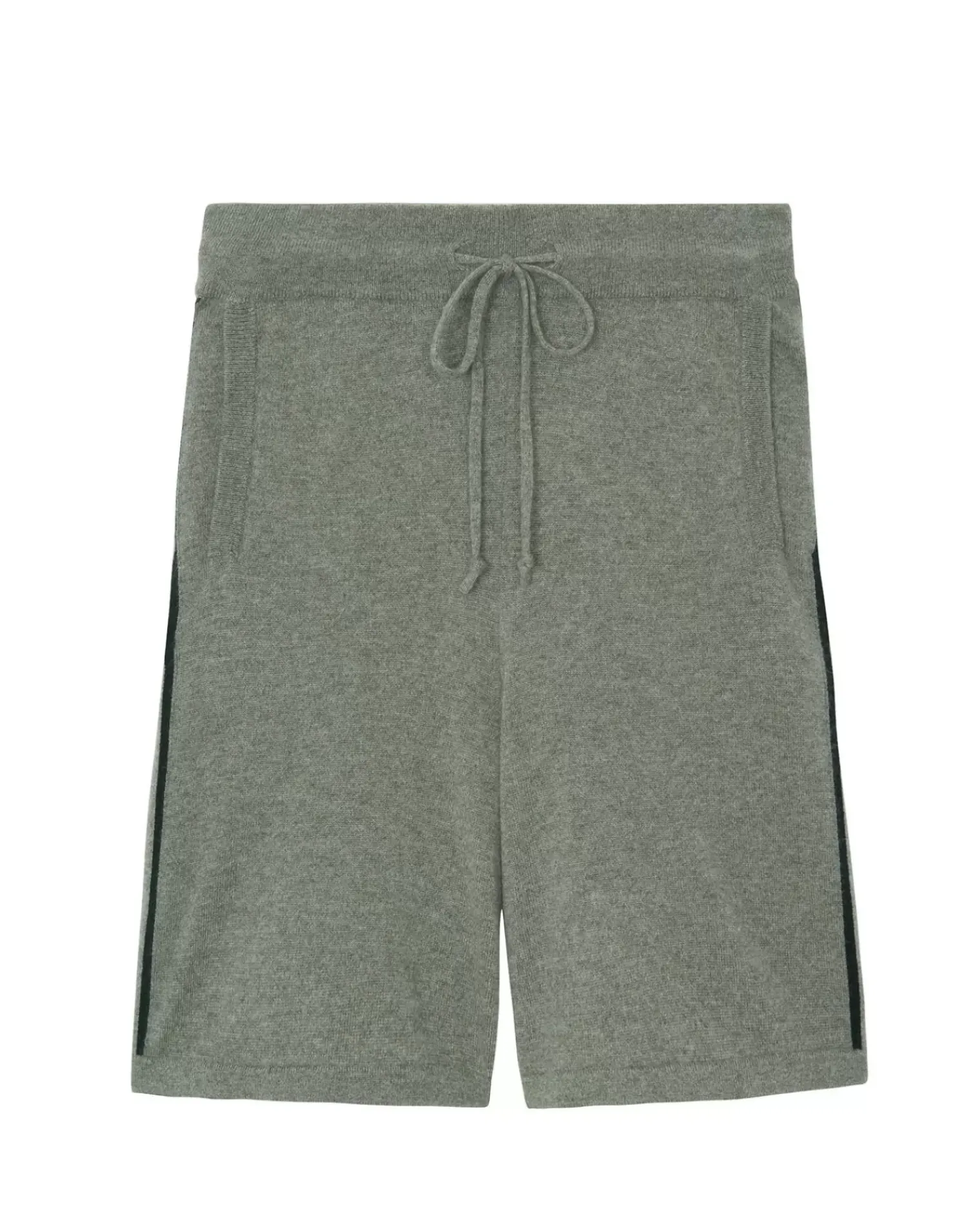 Kujten Joggings & Shorts>Contrasted Stripes Man Cashmere Shorts Kaki Chine