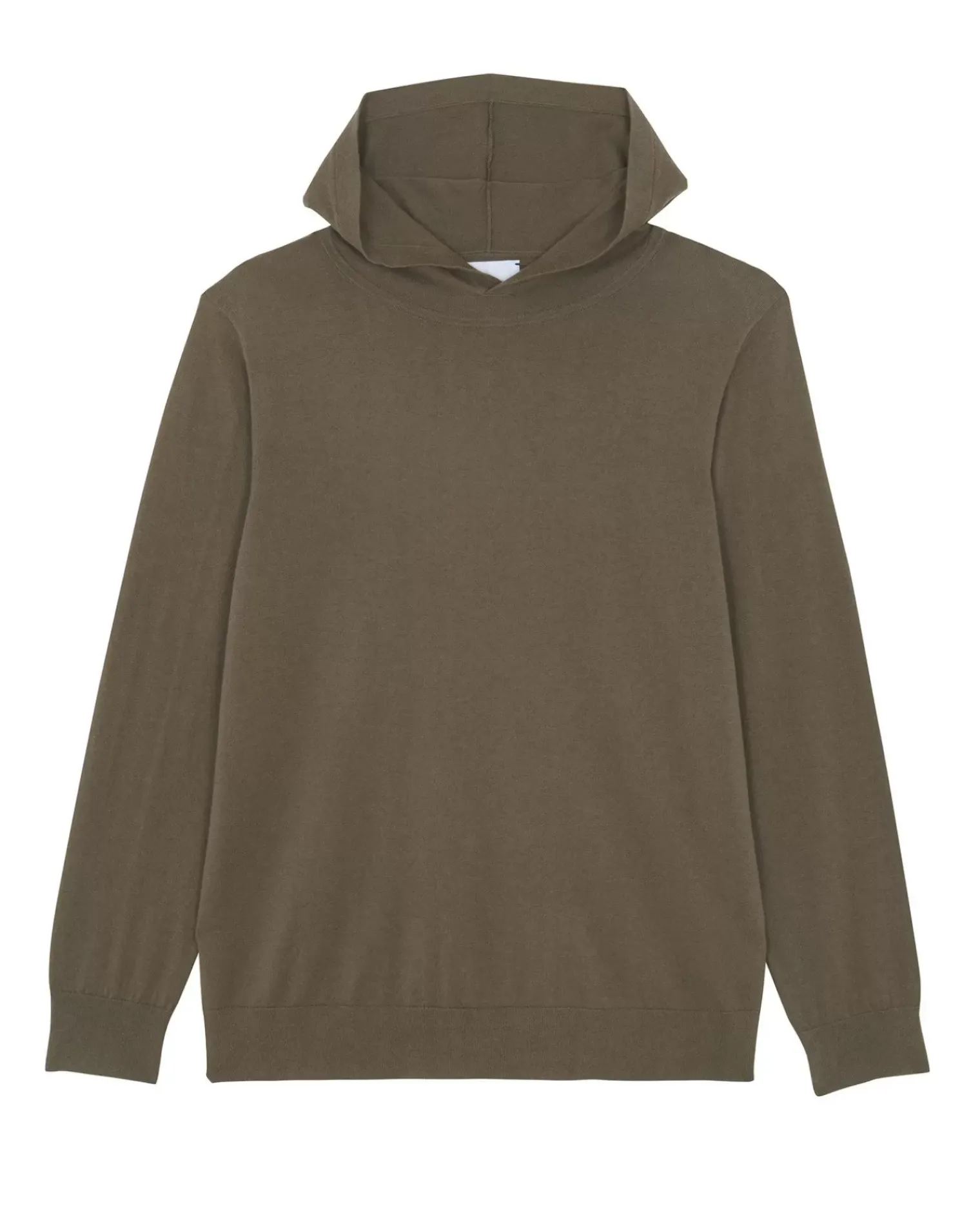 Kujten Hoodies>Cotton-Cashmere Hooded Collar Thin Sweater Kaki Chine