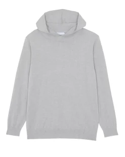Kujten Hoodies>Cotton-Cashmere Hooded Collar Thin Sweater Gris Clair