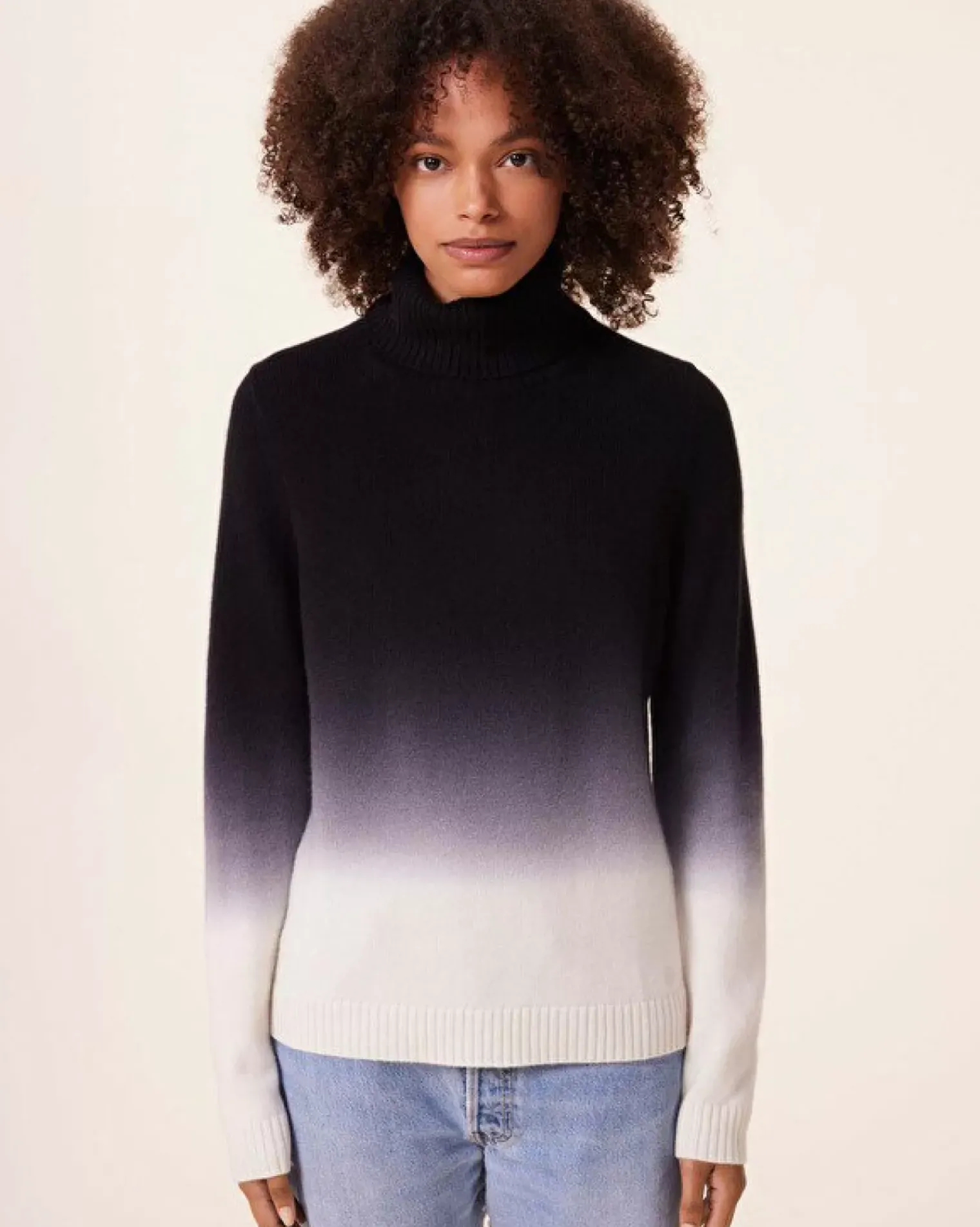 Kujten Sweaters & Sweatshirts>Dip Dye Turtleneck Cashmere Sweater, 4-Threads Noir