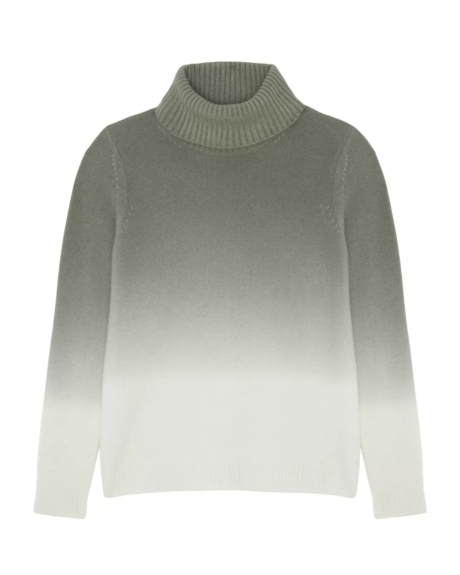 Kujten Sweaters & Sweatshirts>Dip Dye Turtleneck Cashmere Sweater, 4-Threads Kaki Chine