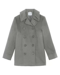 Kujten Coats>Double Sided Cashmere Peacoat Gris Flanelle