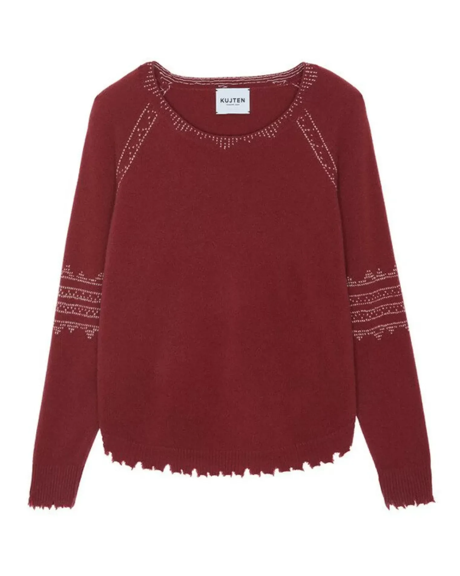 Kujten Sweaters & Sweatshirts>Embroidery Round Neck Cashmere Sweater Sierra