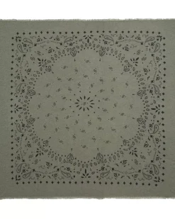 Kujten Bandanas>Extra Large Cashmere Bandana, 2-Threads Kaki Chine