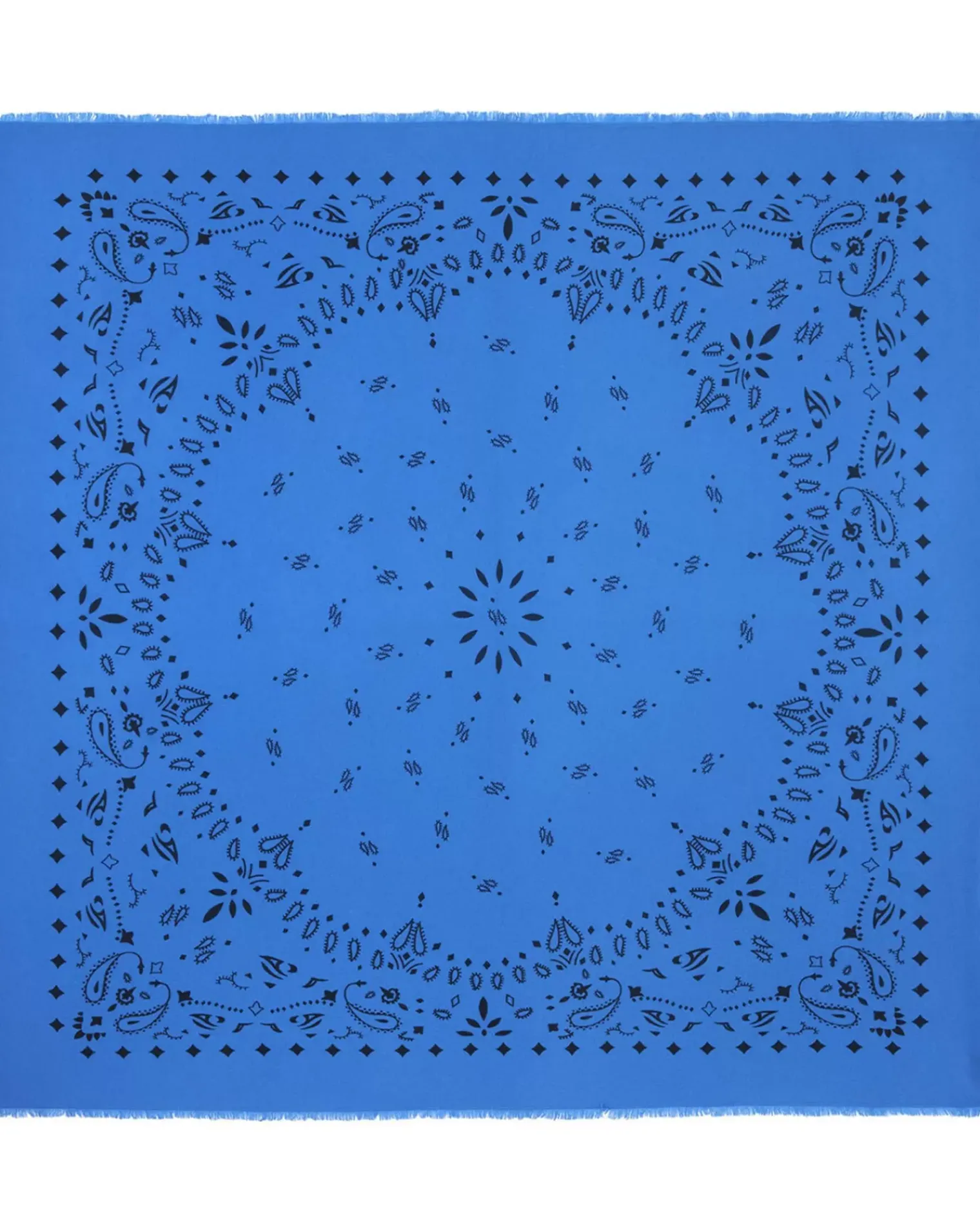 Kujten Bandanas>Extra Large Printed Cashmere Bandana Bleu Kabalos