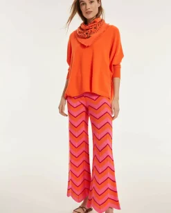 Kujten Pants & Shorts>Flared Cashmere Pants Orange Fluo