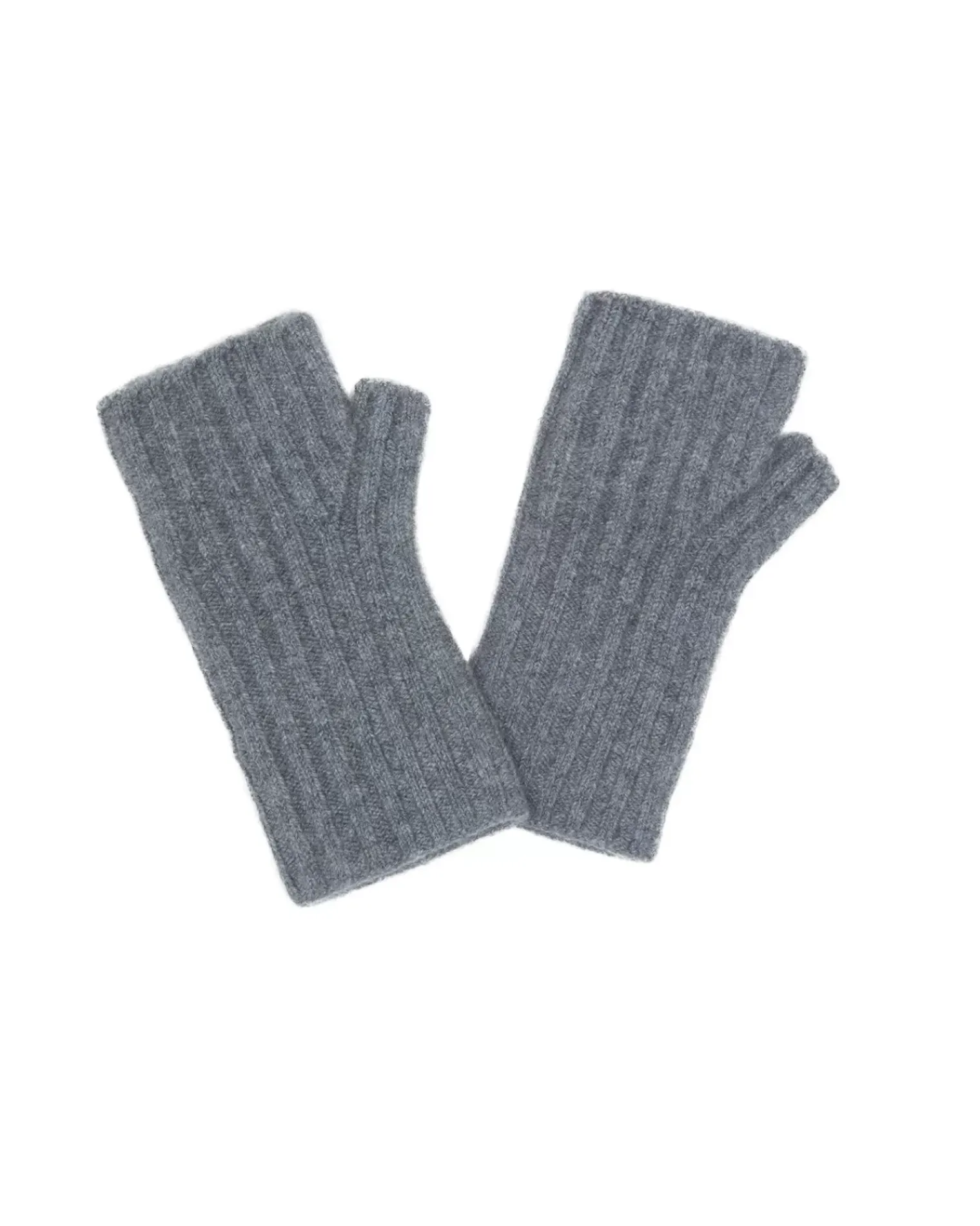 Kujten Gloves & Mittens>Flat Rib Cashmere Mittens, 2-Threads Gris Flanelle