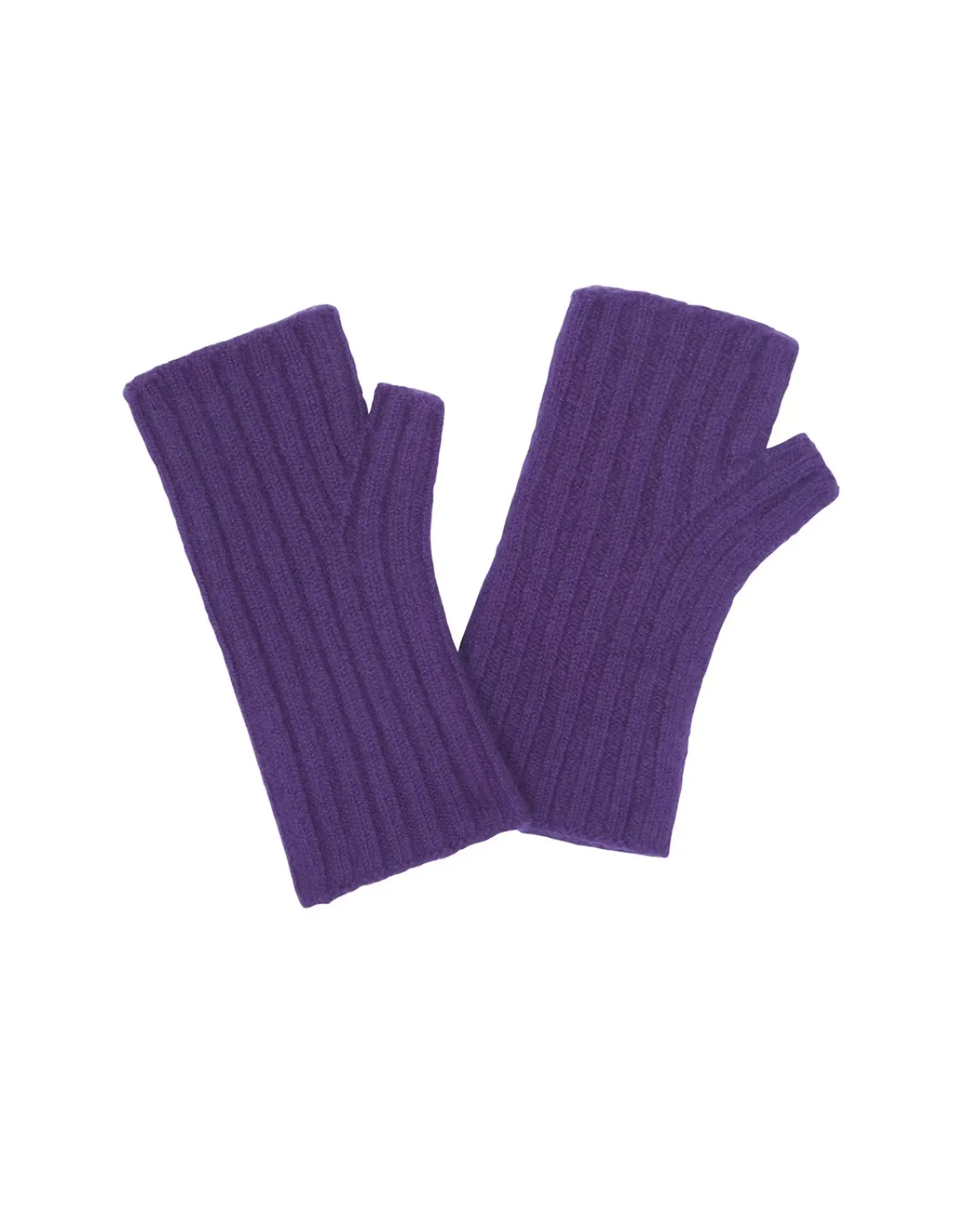 Kujten Gloves & Mittens>Flat Rib Cashmere Mittens, 2-Threads Deep Purple