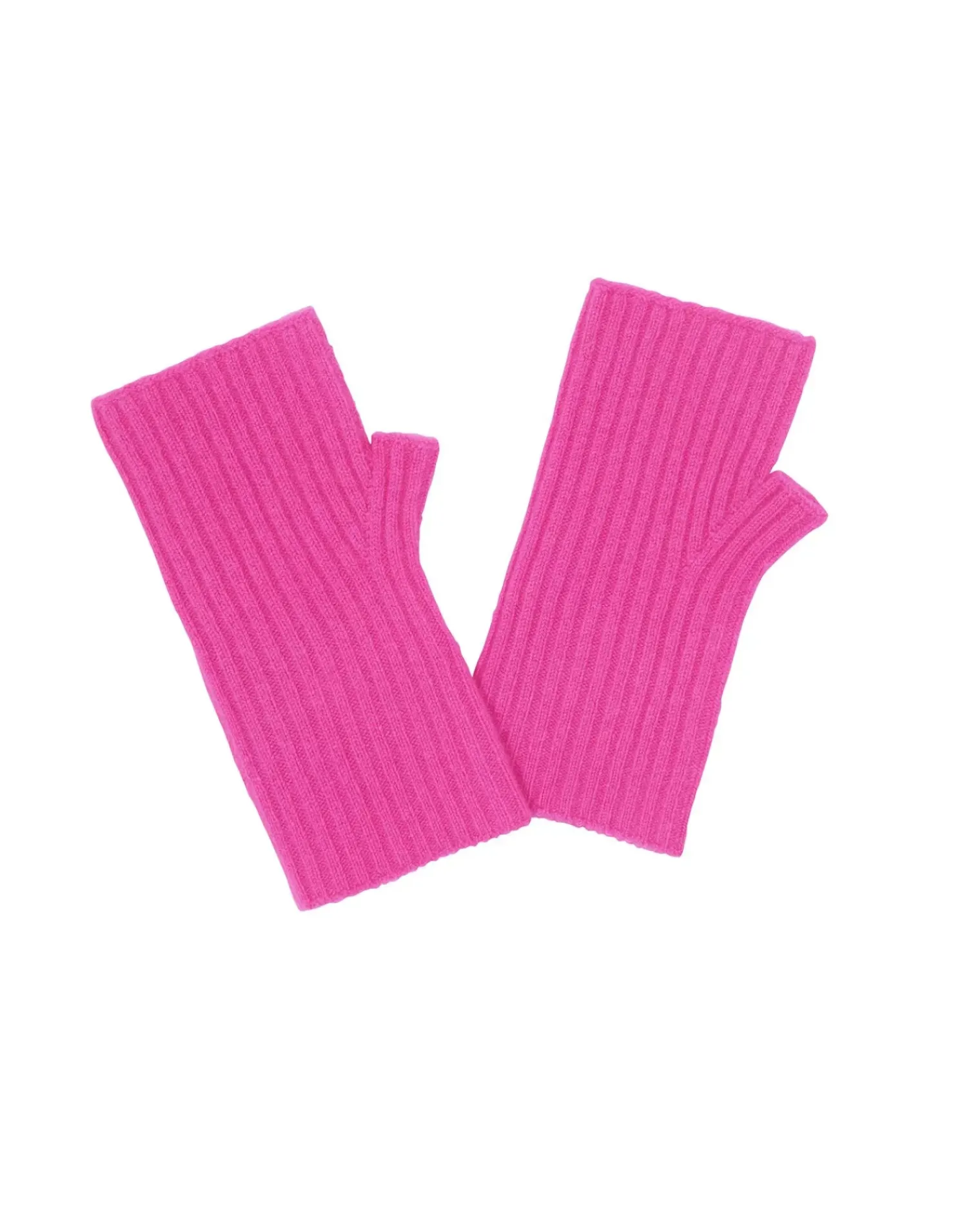 Kujten Gloves & Mittens>Flat Rib Cashmere Mittens, 2-Threads Rose Neon