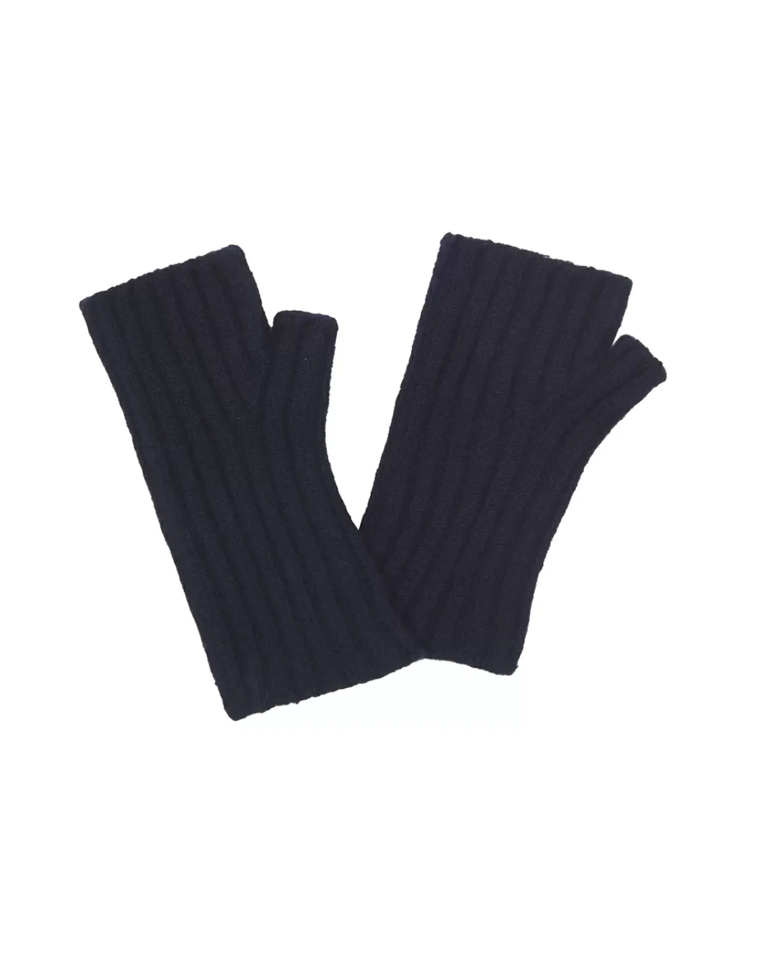 Kujten Gloves & Mittens>Flat Rib Cashmere Mittens, 2-Threads Bleu Marine Fonce