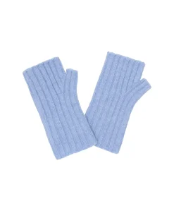 Kujten Gloves & Mittens>Flat Rib Cashmere Mittens, 2-Threads Bleu Jeans