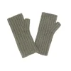 Kujten Gloves & Mittens>Flat Rib Cashmere Mittens, 2-Threads Kaki Chine