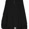Kujten Capes & Ponchos>Fringed Oversize Cashmere Poncho Noir